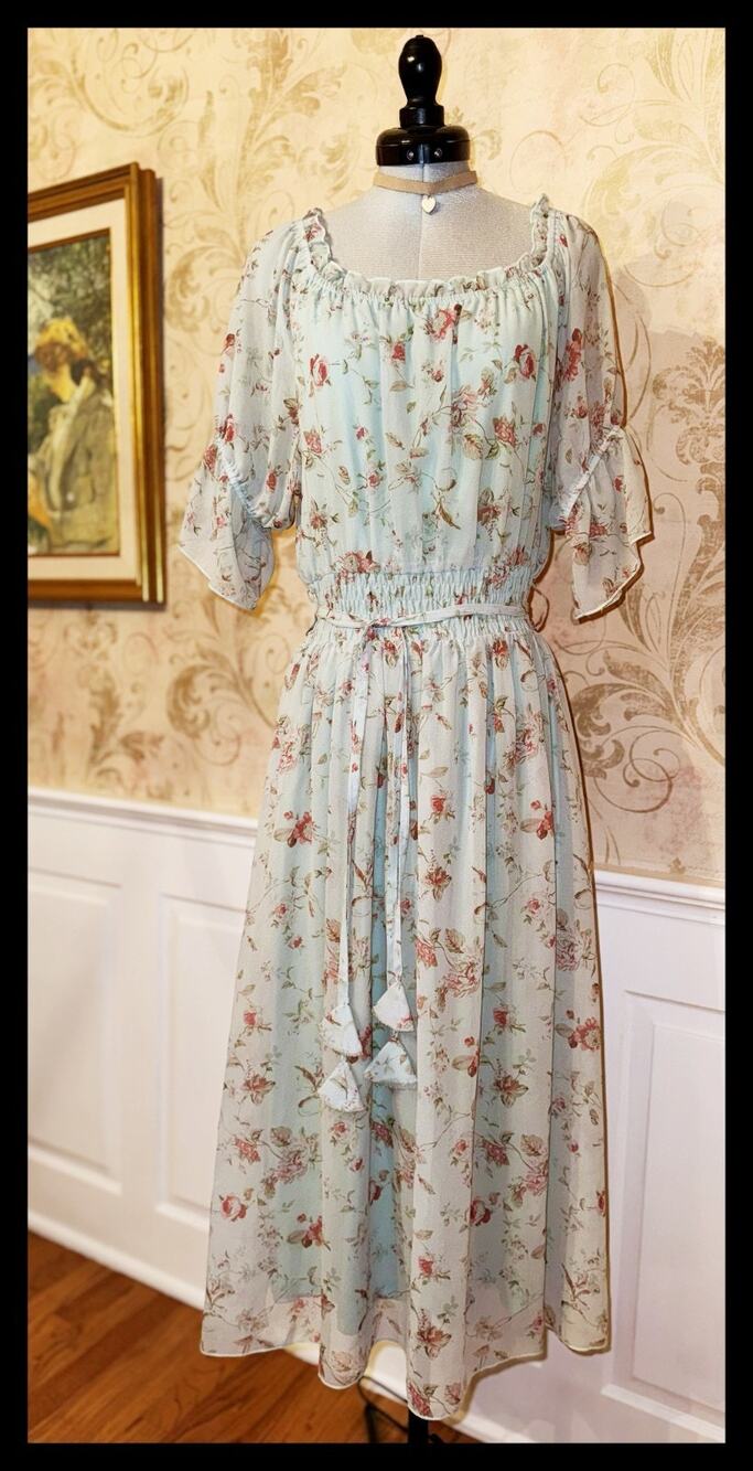 an another angelus F i.n.t Flower Chiffon Off-Shoulder Dress Cottagecore Mori